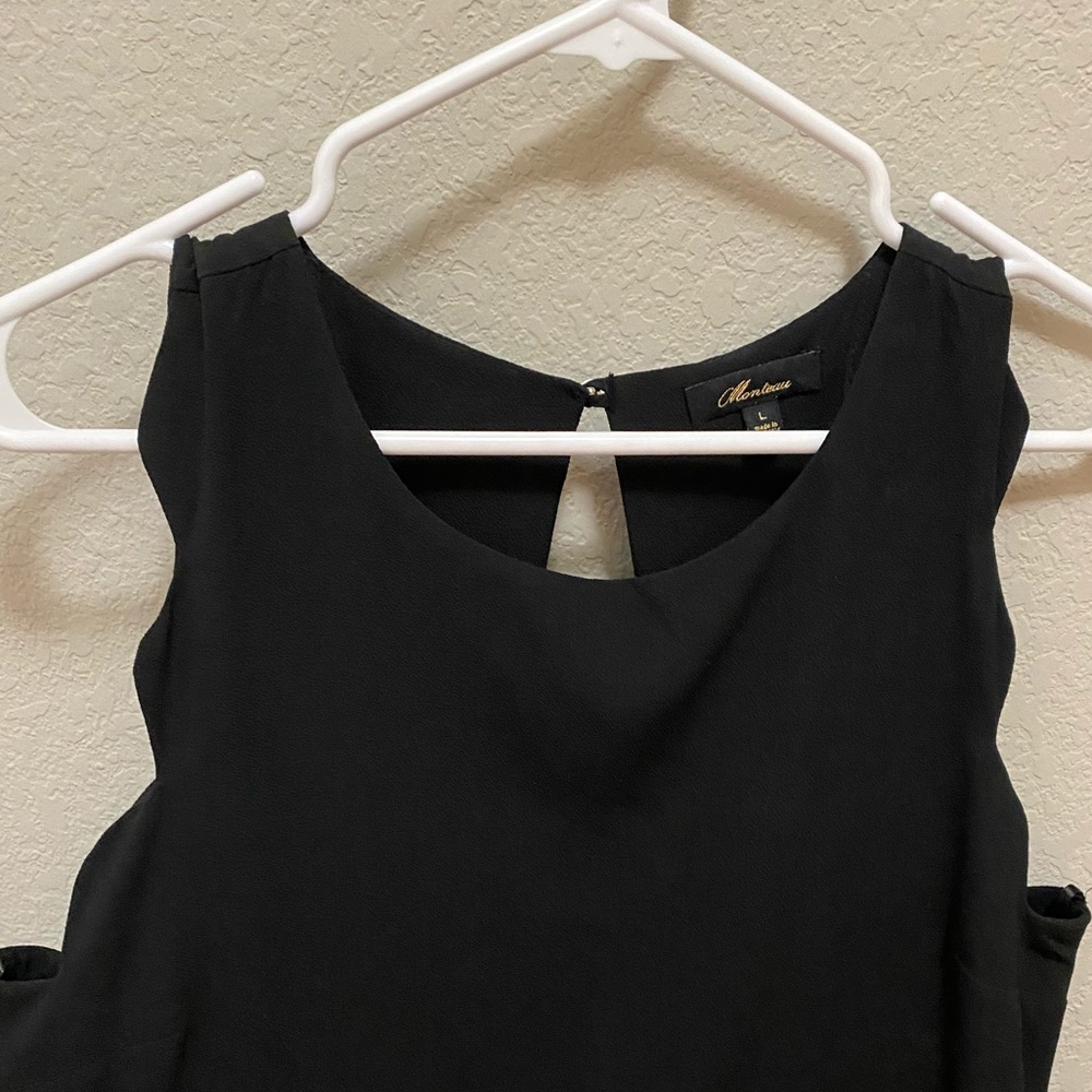 Modest black scalloped dress